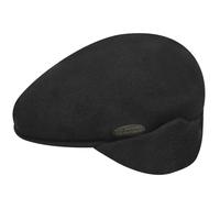 Kangol 504 Flat Cap with Ear Flaps by Men - Men´s hat Wool Peak, Winter Autumn-Winter - L (58-59 cm) Black