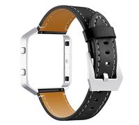 KangPlus Leather Band for Fitbit Blaze,Women Men Genuine Leather Watch Strap Soft Wristband Strap Accessories with Metal Buckle and Frame Adjustable 5.5-8.0 inch Compatible with Fitbit Blaze - Black