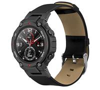 KangPlus Wrist Bracelet Compatible with Amazfit T-Rex/T-Rex pro,Pu Leather Replacement Wristband Sport Comfortable Adjustable Band with Remove Tool for Women Men - Black