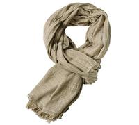 Kangqifen Men Cotton Linen Diamond-shaped Pattern Wrinkled Large Scarf All Seasons 75 * 35 inches, Khaki, One Size