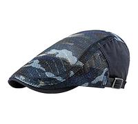 Kangqifen Summer Breathable Hollow Mesh Camouflage Flat Caps Hats for Men Women(Navy Blue)