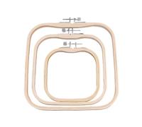 KANGQL 3Pcs Adjustable Square Wood Embroidery Hoop for Embroidery, Stitching, and Wall Decorations