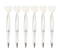 KANGQL Ballpoint Pens, 6 Pieces Black Ink Ballpoint Pens 1.0mm Office Pens Heart Shaped Pens Wedding Pens Stationery School Office Supplies, Silver
