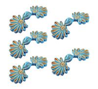 KANGQL Cheongsam Buttons, 5 Pairs Chinese Knots Frog Buttons Cheongsam Buttons Chinese Closure Buttons Chinese Closure Sewing Buttons Fasteners, Lake Blue Gold