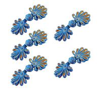 KANGQL Cheongsam Buttons, 5 Pairs Chinese Knots Frog Buttons Cheongsam Buttons Chinese Closure Buttons Chinese Closure Sewing Buttons Fasteners, Blue Gold