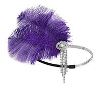 KANGQL Flapper Headband, Feather Flapper Headbands 1920s Prom Queen Headpiece for Special EventWedding Engagement Night Headwear Hair Styling, Purple