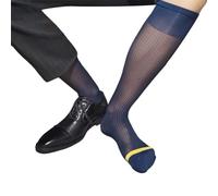 KANGQL Mens Nylon Sheer Fine Striped Dress Socks Business Socks High Elastic See Through Elegant Formal Dress Tube Stockings