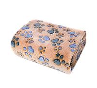 KANGQL Pet Blanket, Dog Blanket Paw Print Pet Dog Blanket Cats Throw Reusable Coral Velvet Blanket for Large Medium Small Dog Kennel Cushion, Camel Footprints,L