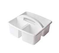 KANGQL Storage Caddies Box, Portable 3 Compartments Storage Caddy with Carrying Handle Plastic Divided Basket Bin Box Multiuse Arts Crafts Caddies, White