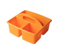 KANGQL Storage Caddies Box, Portable 3 Compartments Storage Caddy with Carrying Handle Plastic Divided Basket Bin Box Multiuse Arts Crafts Caddies, Orange