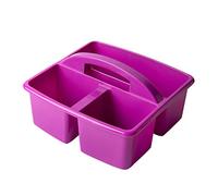 KANGQL Storage Caddies Box, Portable 3 Compartments Storage Caddy with Carrying Handle Plastic Divided Basket Bin Box Multiuse Arts Crafts Caddies, Purple