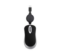 KANGQL Wired Mouse, Mini USB C Wired Mouse Retractable Cable Small Mouse for 3-8 Years Kids Children 1000 DPI Optical Travel Mouse, Black
