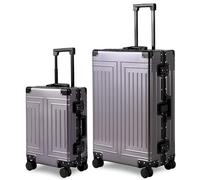KANGSHILU All Aluminum Magnesium Carry On Luggage，Cut from Whole Aluminum Sheet，22x14x9 Airline Approved ，（3rd Generation，Premium Magnesium Metal zipperless suitcase ）, grey, 28inch, All Aluminum