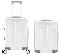 KANGSHILU All Aluminum Suitcase,Equipped with Detachable Wheels Premium Lightweight Metal zipperless Suitcase,Provide Spare Wheels、TSA Key、7-Piece Toiletry Set (Silver, 20'')