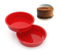 KANGSIT 2 Pcs 8 Inch Silicone Cake Tin for Baking - 20cm Round Non-Stick Cake Mould | Reusable Baking Tin for Layer Cake, Cheesecake, Sponge Cake