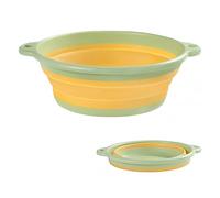 KANGSIT Collapsible Washing Up Bowl, Portable Wash Basin Silicone Plastic Basket Multipurpose Outdoor Travel Basin Camping Sink, Space Saving Folding Washtub (Green, S)