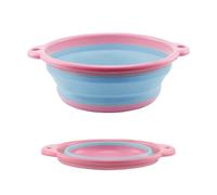 KANGSIT Collapsible Washing Up Bowl, Portable Wash Basin Silicone Plastic Basket Multipurpose Outdoor Travel Basin Camping Sink, Space Saving Folding Washtub (Pink, L)