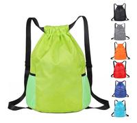 KANGSIT Drawstring Gym Bag, Waterproof Swim PE Bag for Kids School Sports | Made of waterproof oxford fabric with a polyester lining. Two mesh side pockets and a fold-away design