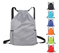 KANGSIT Drawstring Gym Bag, Waterproof Swim PE Bag for Kids School Sports | Made of waterproof oxford fabric with a polyester lining. Two mesh side pockets and a fold-away design