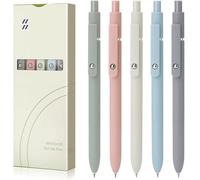 KANGSIT Gel Pens Black, 5Pcs 0.5mm Black Ink Fine Point Smooth Writing Pens with Silicone Grip, High-End Series Retractable Pens for Journaling Note Taking, Cute Office School Supplies - Morandi