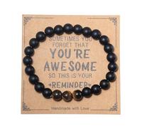 KANGSIT Natural Stone Bracelets -Sometimes You Forget You're Awesome Unique Gifts for Women Teen Girls (Black&Gold)