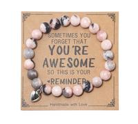 KANGSIT Unique Inspirational Gifts for Women Natural Stone Bracelets Best Friend Birthday Christmas Gifts for Women Teen Girls Sometimes You Forget You're Awesome