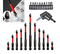Kangsite Magnetism-Impact Antislip Screwdriver Drillbits,D1high Hardness Phillips Screwdriver Set11pcs+Right Angle Drill Attachment 105degree1/4+10 Short Screwdriver Bits Electric Hand Tool