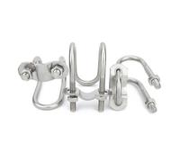 kangsiyu 3pcs 304 Stainless Steel Double U-Bolts with 2 Females and 1 Stopper Set Screws Cross U-Clip Pipe Clamp Clip Water Pipe Limit Lever(M6x20x60)
