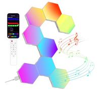 Kangtaixin Hexagon LED Lights - 8 Pack Hex Wall Light RGB Gaming Panels Hexagonal Smart Lighting Panel Sync to Music for Room Bar Gaming Setup Bedroom