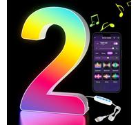 Kangtaixin LED Number Lights RGB Color Changing, Light Up Marquee 0-9 Digits Lights Sign with USB Power Supply, APP Control, Dimmable, Decoration for Birthday Party Gifts Christmas Wedding - Digit 2