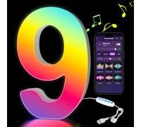Kangtaixin LED Number Lights RGB Color Changing, Light Up Marquee 0-9 Digits Lights Sign with USB Power Supply, APP Control, Dimmable, Decoration for Birthday Party Gifts Christmas Wedding - Digit 9