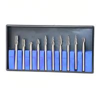 KangTeer 10-Piece Micro Carbide Burr Set, 6mm Head 1/4" Shank Double Cut Rotary Files for Die Grinder, Ultimate Precision Tool for Metal, Wood & Model Making