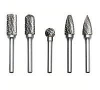 KangTeer 5-Piece Tungsten Carbide Burr Set, 1/4" Shank 10mm Head Double Cut Rotary Files for Die Grinder,Metal Deburring, Wood & Stone Carving