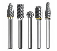 KangTeer 5pcs Tungsten Carbide Burr Set, 1/4" Shank, 3/8" Cutter Diameter,Single Cut Carbide Rotary Files for Metal Deburring, Engraving, and Grinding - Ideal for Die Grinder Drill Bits