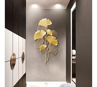 Kangten Ginkgo 3D Metal Wall Art - Leaves Wall Sculptures, Living Room Decoration - Gold, 110 x 55 cm