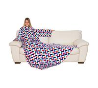 Kanguru Deluxe Trendy, fluffy blanket, fleece blankets for adults, blanket with sleeves with Kangaroo pocket, gifts for women, snuggle blanket, Multi-Colour, 140x210 cm