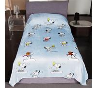 Kanguru Fluffi Fleece Snoopy Throw Blanket - Fluffy Soft Microfiber Blankets for Bed and Couch Single Size, Light Blue, 130x230cm (1298)