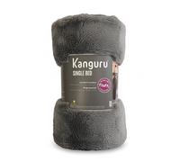 Kanguru Fluffi Loft Fleece Sofa Throw Blanket Fur Effect - Fluffy Microfiber Solid Blankets for Bed and Couch Single, Grey, 130x230cm