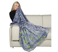 Kanguru Glow in The Dark Stars Blanket - Soft Fleece Throw with Constellation Design for Kids & Adults, Cozy Sofa Bed TV Gift - Blue - 130×150 cm / 51×59 in, Polyester, Individual
