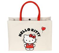Kanguru Hello Kitty Women’s Cotton Tote Bag with Red Handles - Large Sanrio Shopper Bag with Inner Pocket, Cute Kawaii Gift for Travel, Work & Shopping