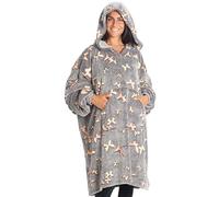Kanguru Hoodie Fleece Throw Blanket Sweatshirt - Kangurone Fluffy Flannel Oversized Wearable Blanket Glow in the Dark Butterflies with fur effect, Grey, for Adults Men Women Teenagers size 95x95cm,