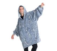 Kanguru Hoodie Oversized Sweatshirt fleece Blanket Glow in the Dark Constellations, Blue, for Adults size 95x95cm