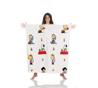 Kanguru MOMONGA Snoopy Peanuts Snuggle hoodie Blanket, Plush Fleece Wearable Blanket with sleeves for Women and Girls, Gift for Comfort on Sofa, Bedroom, Couch White, 120 x 120 cm (47 x 47 inches)
