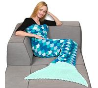 Kanguru Sirena, fleece, mermaid tail, wearable adult, for women, snuggle blanket, Turquoise, single, 100 x 200 cm, Polyester
