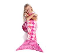 Kanguru Sirena Tail Blanket Sleeping Bag, Fluffy Fleece Throw, Best Gift for Girl, Length 135 cm 53 inches, Polyester, Mermaid Pink Kid, L: 142 cm