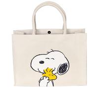 Kanguru Tote Bag Snoopy Woodstock in Jute and Cotton with Inner Pocket, Reusable Shopper Canvas Bag for Travel, Lunch, Birthday Gifts for Women, Gift for Her, Mum, Teachers, Friends, Beige