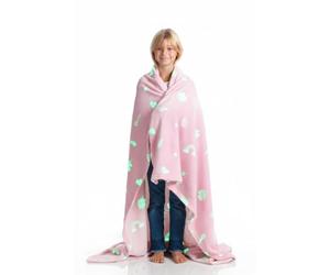 Kanguru Unicorn Glow in The Dark, Super fluffy, Cozy, Fluffy, Warm, Throw Fleece Blanket Microfiber for Sofa, Bedroom, Couch, Travel, Kids, Polyester, Pink, 130 x 150 cm