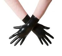 Kangxinsheng Black Latex Gloves for Women Men,Natural Rubber Gloves Cosplay Costume Party Clubwear (Black,Short-XL)