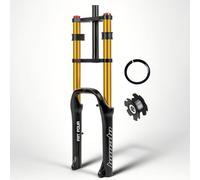 KANGXYSQ 20 Inch Snow Bike Fat Fork 4.0" Tire Air Suspension Fork Travel 120 Mm Double Shoulder 1-1/8" Straight Bike Front Forks Disc Brake QR 9mm Adjustable Rebound For BMX Beach XC Bicycle(Gold)