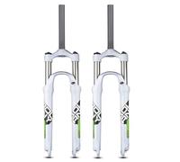 KANGXYSQ 26"/27.5"/29" Ultralight Aluminum Alloy Mountain Bike Suspension Fork 1-1/8" Straight Spring Front Fork Travel 105mm QR 9mm Manual Lockout Bike Forks(White green,29in)